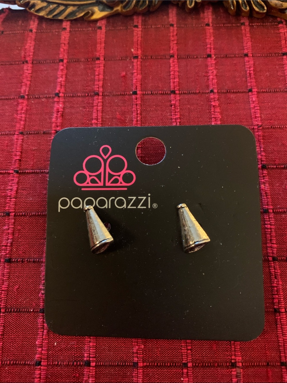 paparazzi Silver Cone Stud Earrings megaphone